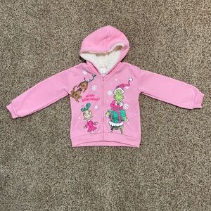 Kids Pink Hoodie with Grinch and Max Design